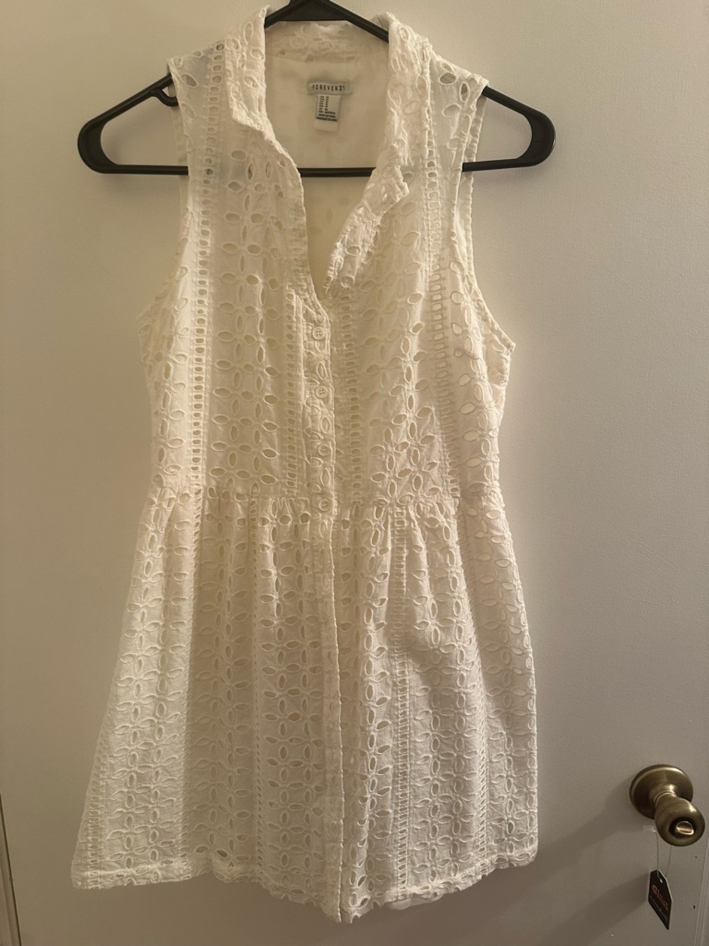 Forever 21 White Eyelet Sleeveless Mini Dress